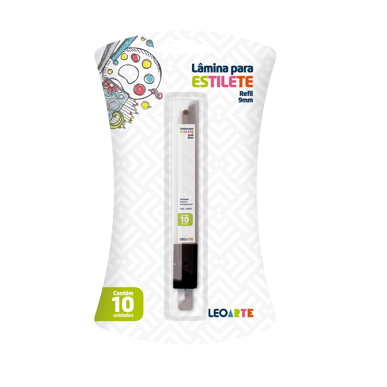 L&acirc;mina para Estilete Estreito 09mm Tubo c/10 Unidades Leo Arte