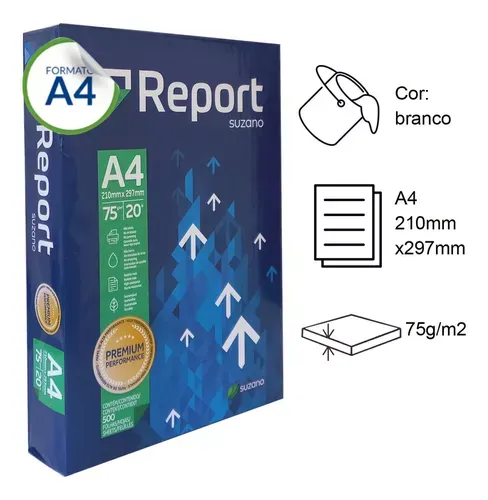 Papel Sulfite A4 75g/m&sup2; Report Branco
