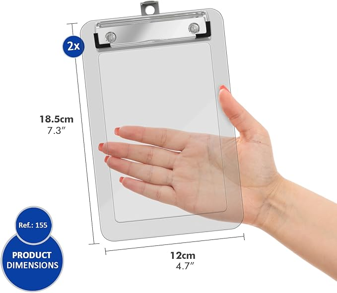 Prancheta Pl&aacute;stica A6 Acrimet Cristal com Prendedor Met&aacute;lico e 50 Folhas