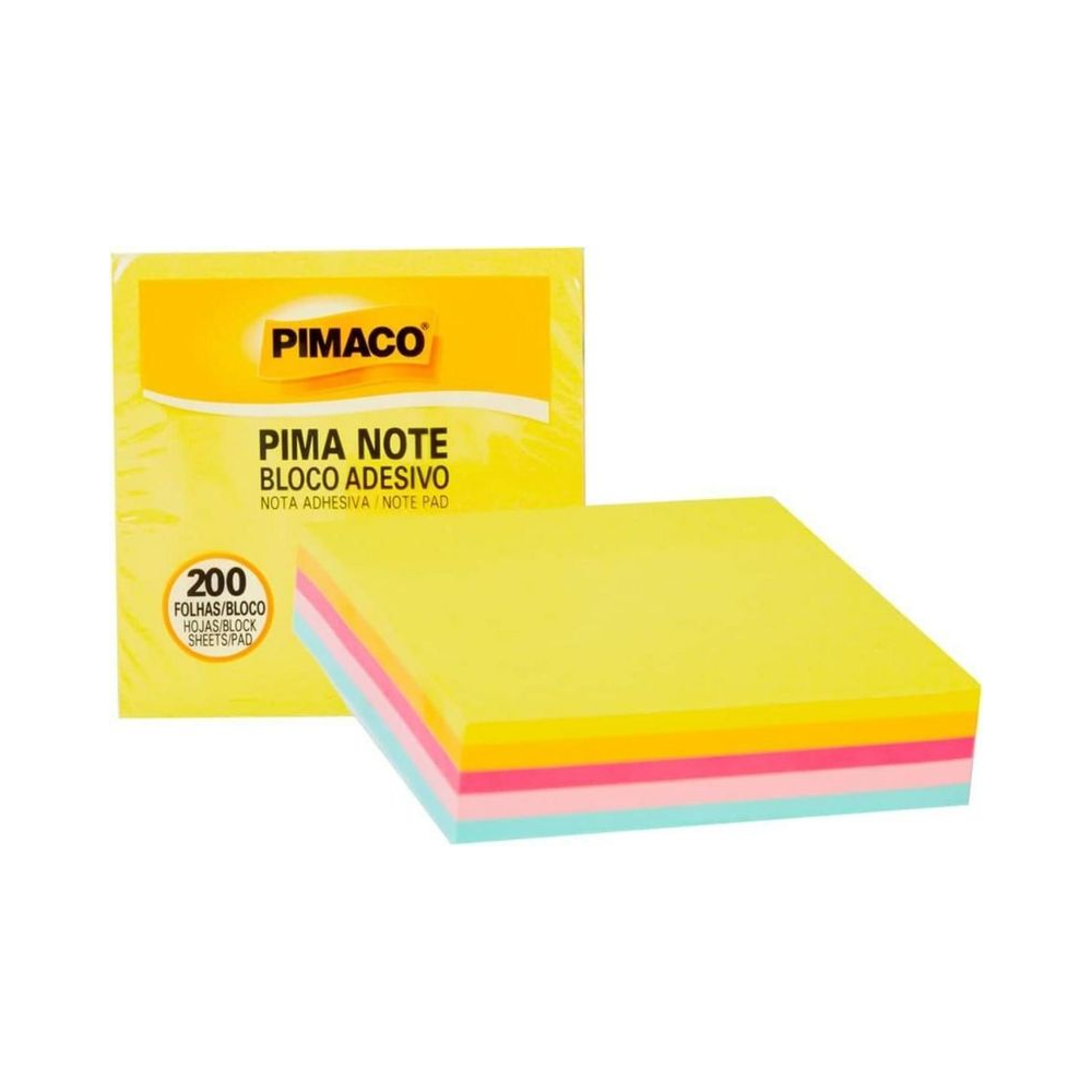 Bloco de Recado Autoadesivo 0 Furos 76x76 mm Pimaco Multicolorido
