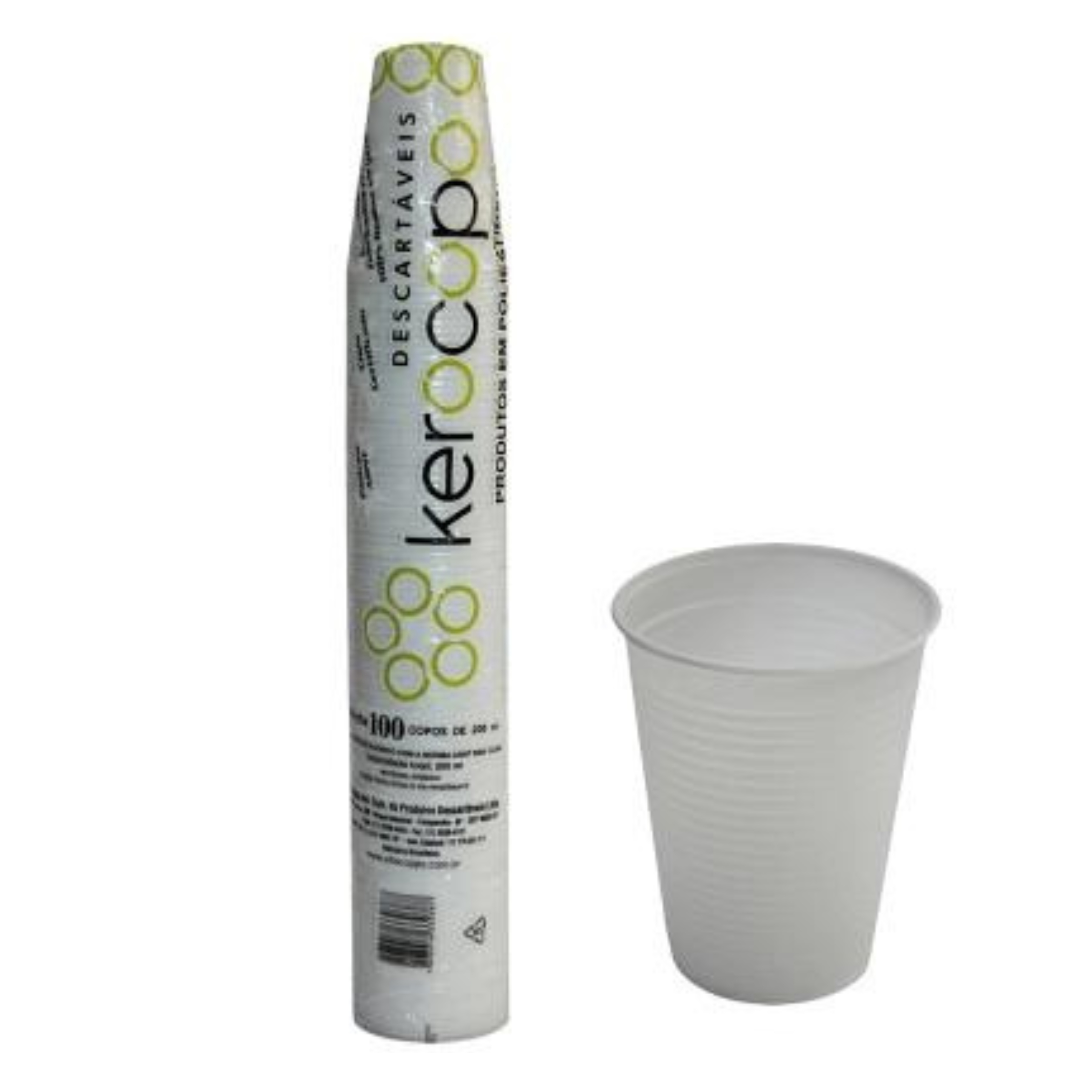 Copo Descart&aacute;vel Poliestireno Transparente Kerocopo 200ml 100 unidades