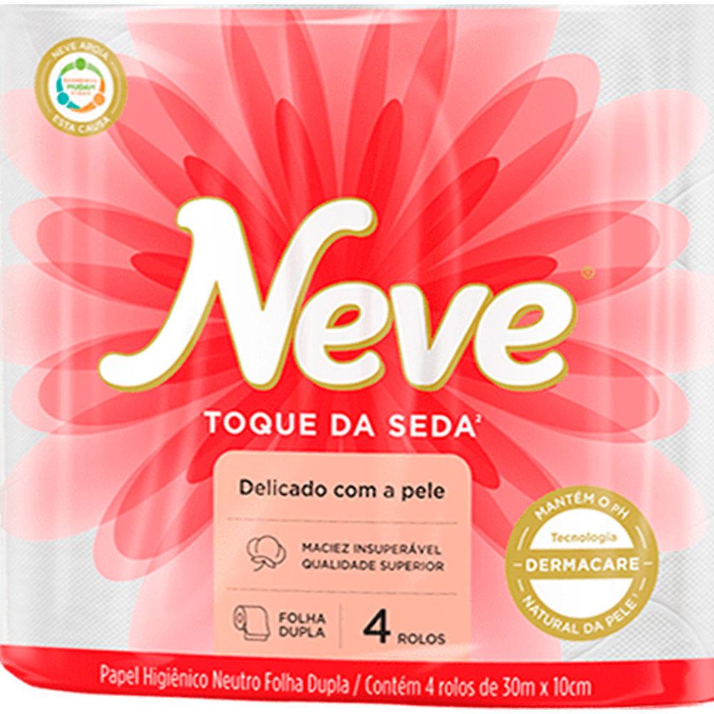 Papel Higiênico Folha Dupla 30m x 10cm Neve Neutro Toque de Seda 4 rolos