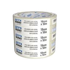 Fita Crepe Tekbond Branca 18mm x 50m com 5 Unidades