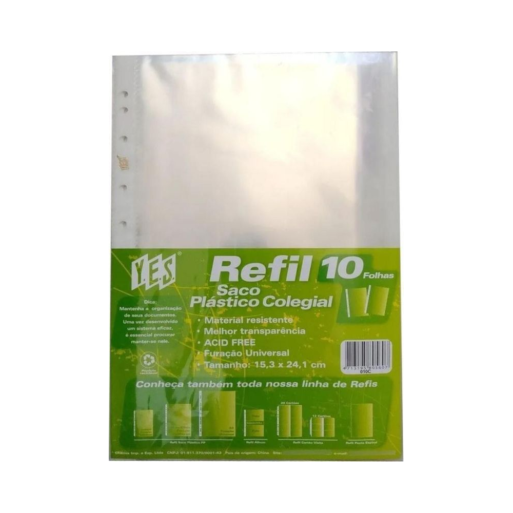 Saco Pl&aacute;stico PEBD 15,3x24,1cm YES Transparente 10 Unidades
