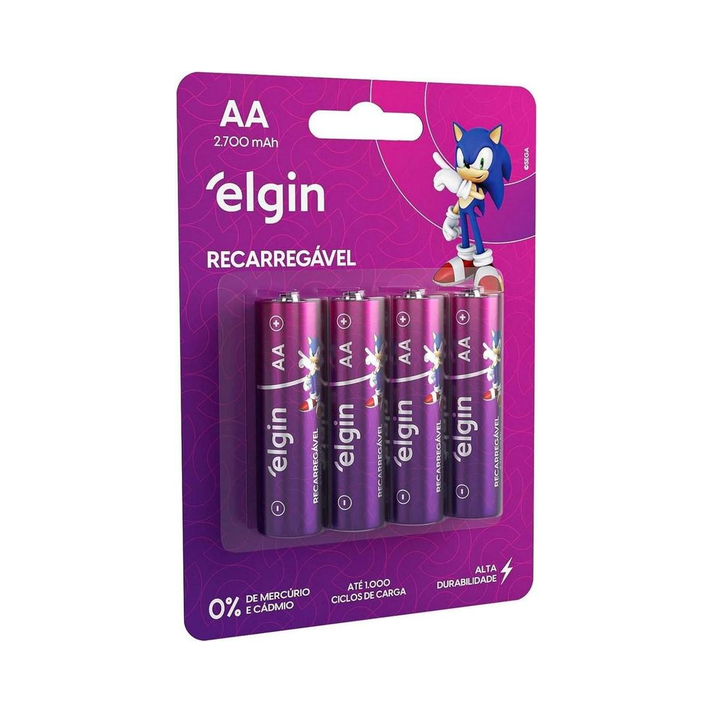 Pilha Recarreg&aacute;vel AA 82175 Elgin 2700mAh 1.2V NiMH