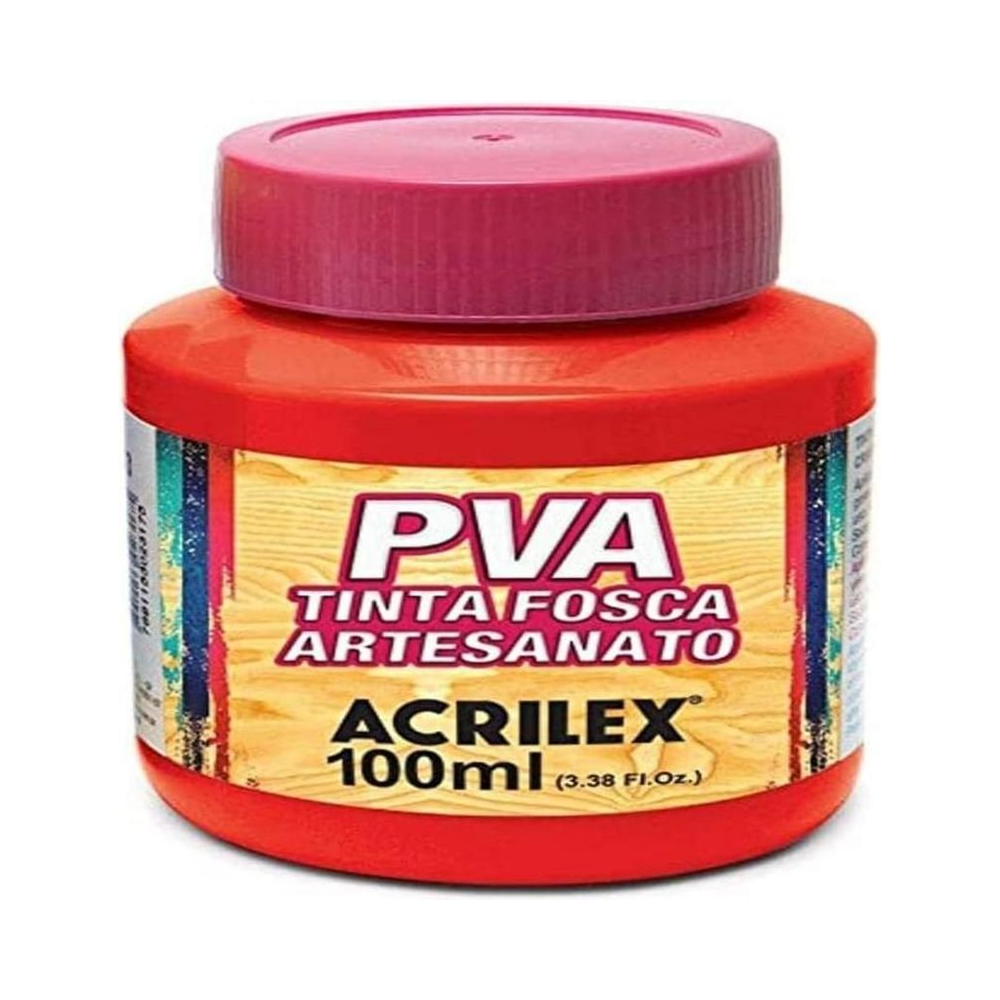 Tinta PVA Fosca Artesanato Acrilex 100ml Vermelho Vivo
