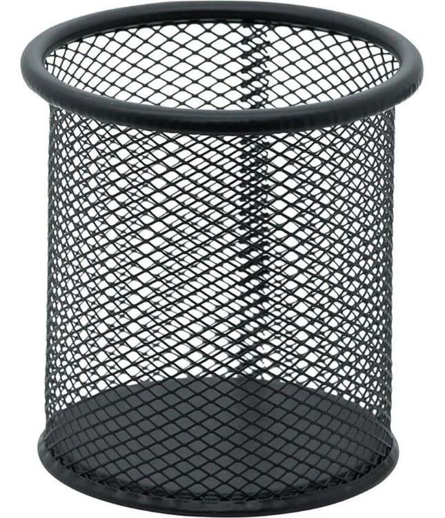 Porta l&aacute;pis Met&aacute;lico Aramado Redondo BRW Preto