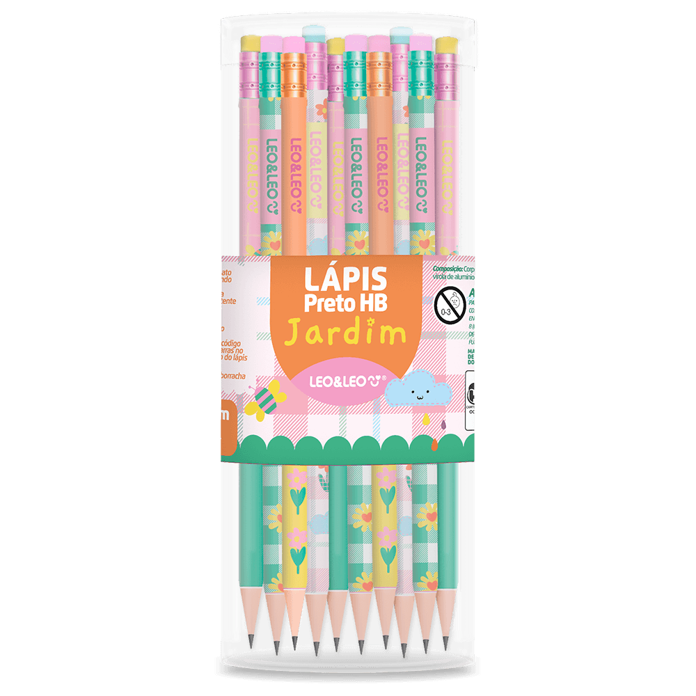 L&aacute;pis Grafite HB Jardim Red com Borracha Leonora