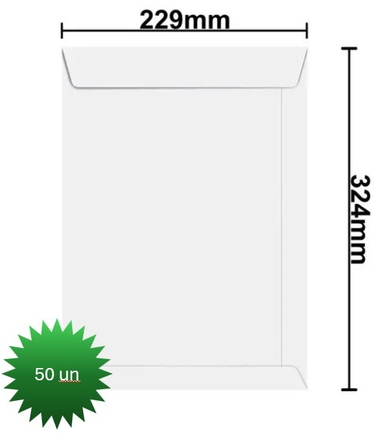 Envelope Saco Branco 229x324 Scrity 50 unidades