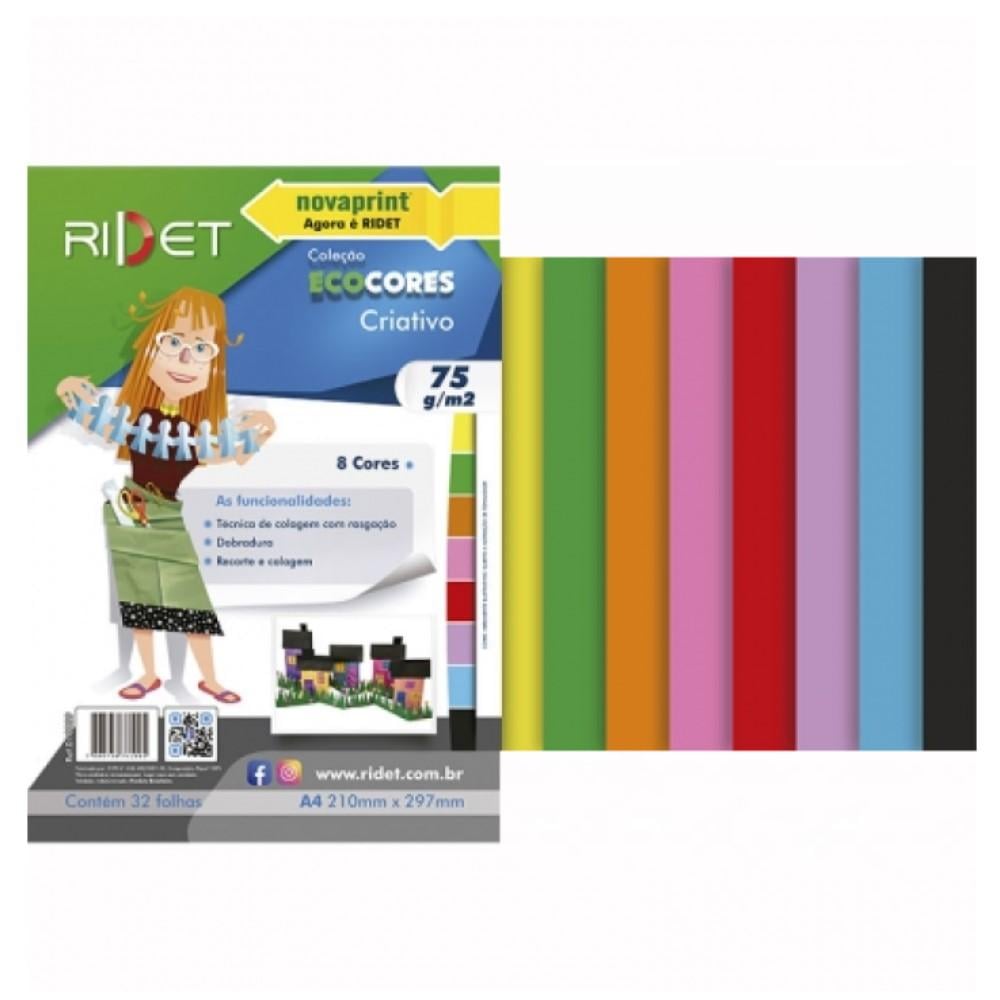 Bloco Eco Criativo A4 8 Cores 75g 32 Folhas