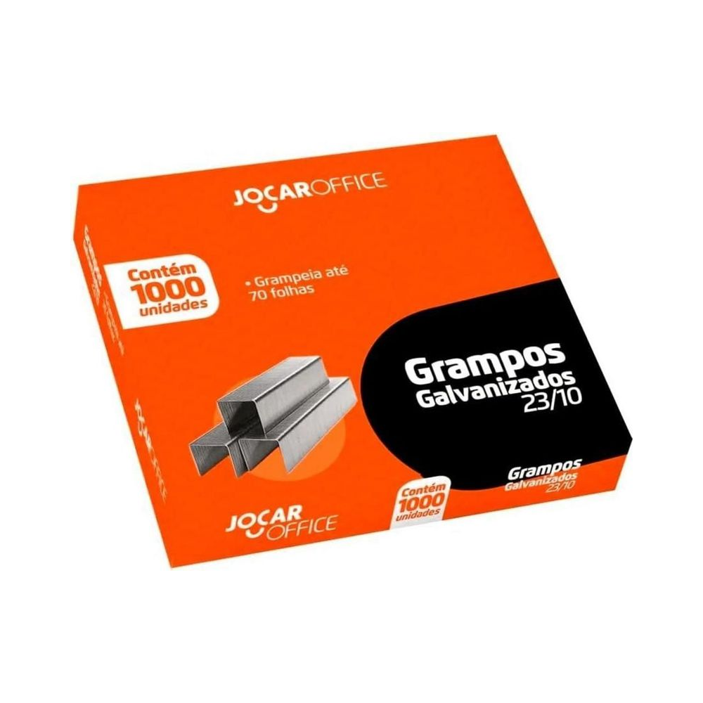 Grampo Galvanizado 23/10 Jocar Office 1000 Unidades Resistente &agrave; Ferrugem