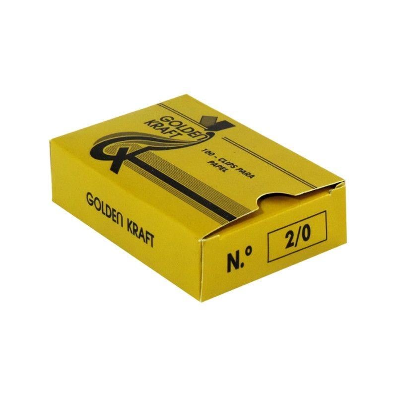 Clips para Papel 2/0 Golden Kraft com 100 unidades
