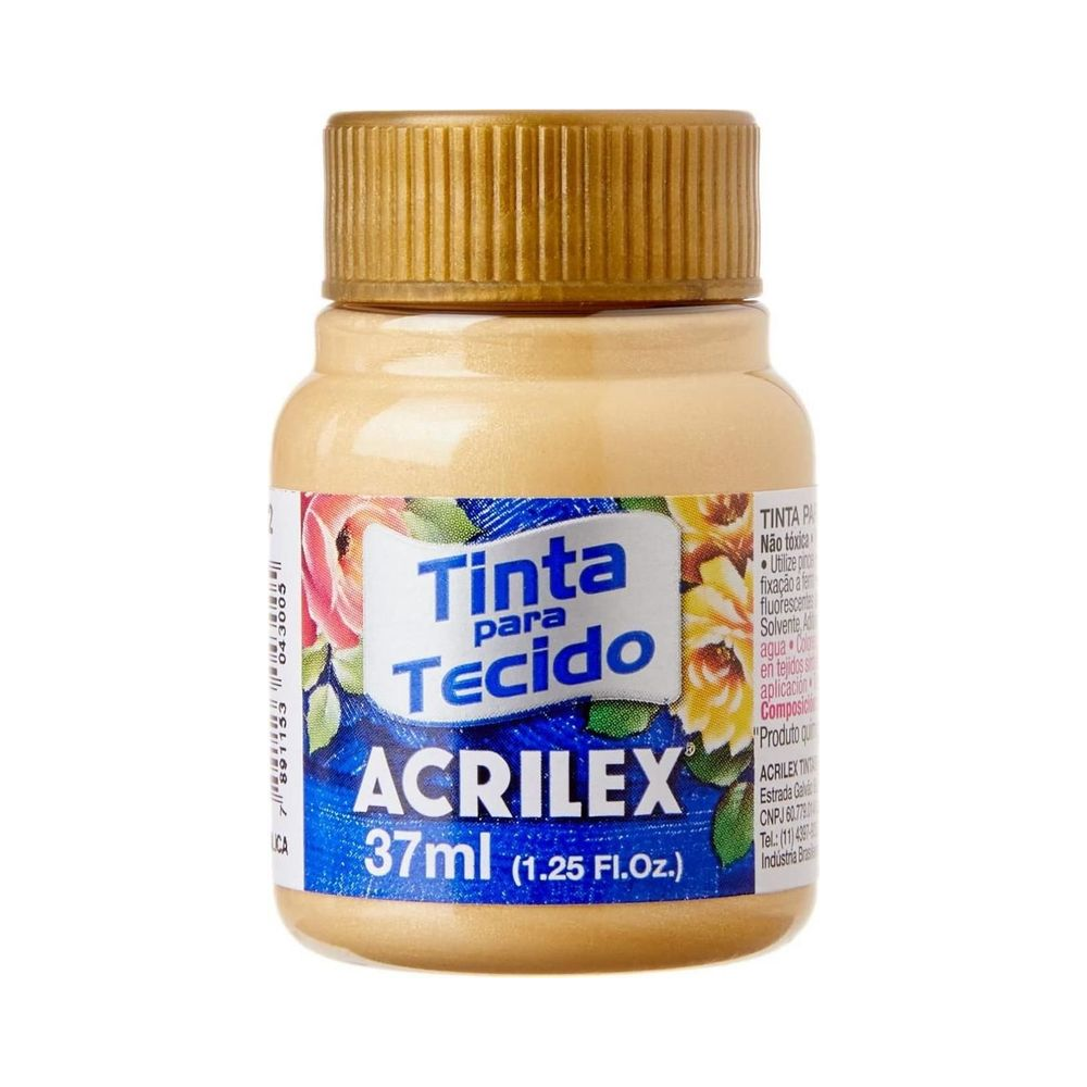Tinta para Tecido Acrilex Ouro Met&aacute;lico 37ml