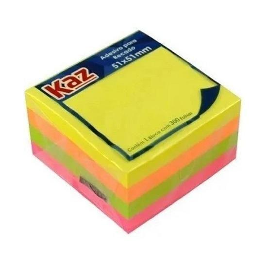 Bloco Adesivo para Recado 51x51mm 300 Folhas Neon Kaz