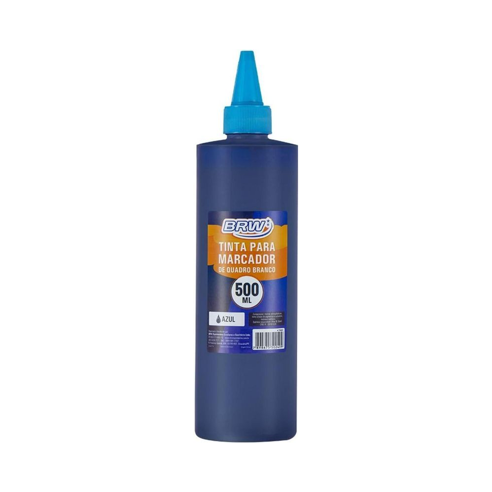 Tinta para Marcador Quadro Branco Reabastecedora 500ml BRW Pl&aacute;stico Azul