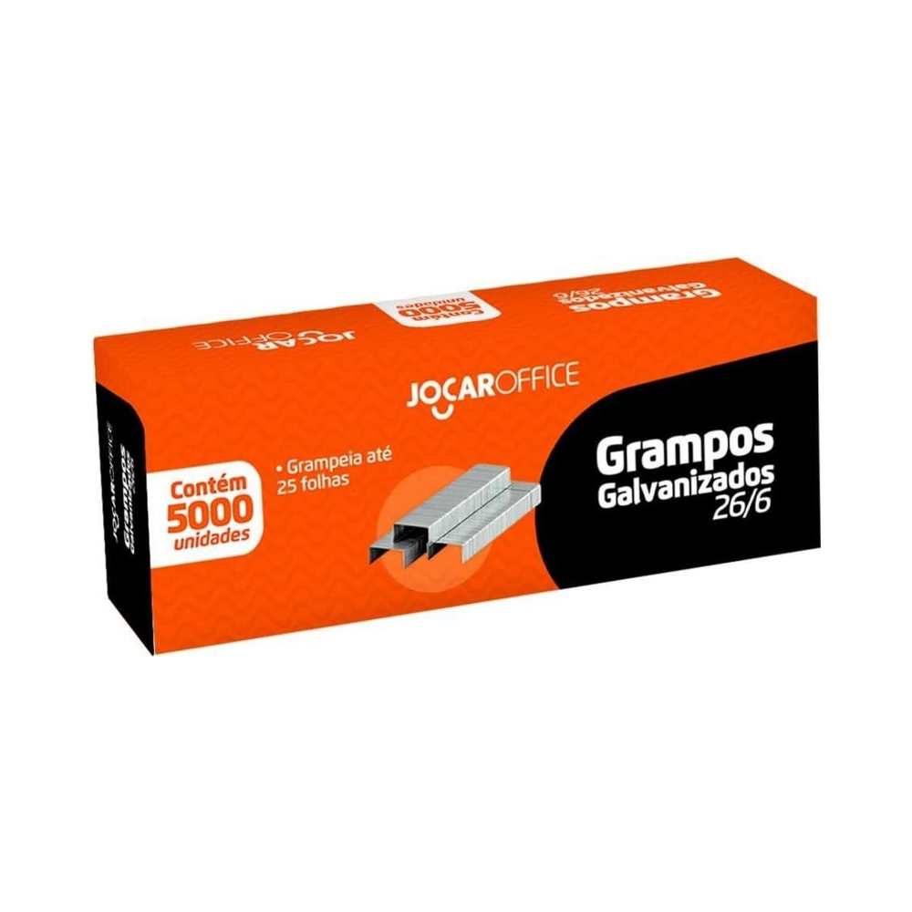 Grampos Galvanizados 26/6 Jocar Office 5000 unidades Prata