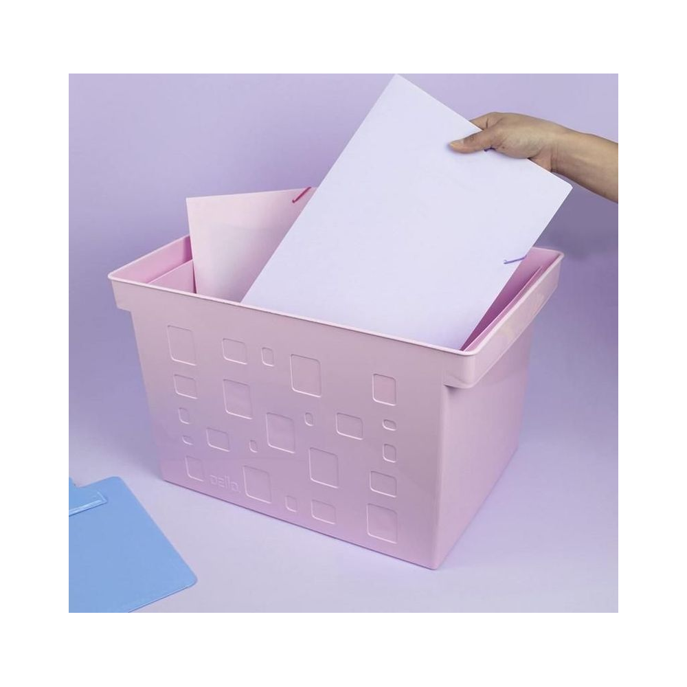 Caixa Multiuso Larga Protea Dello Rosa Pastel 435mm x 290mm x 270mm