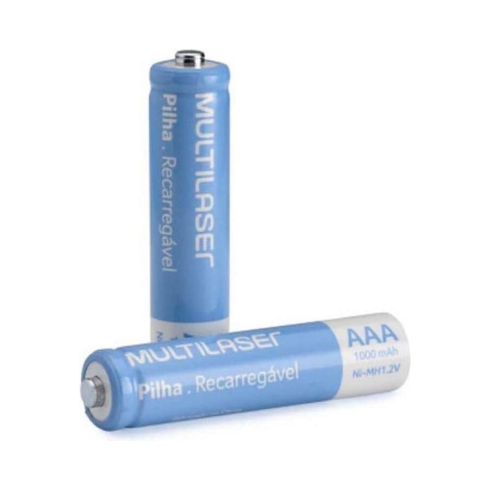 Pilhas Recarreg&aacute;veis CB051 Multilaser AAA 1000mAh 2 unidades Multicolorido