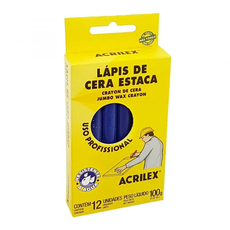 Lápis de Cera Estaca Acrilex Azul Turquesa 12 unidades