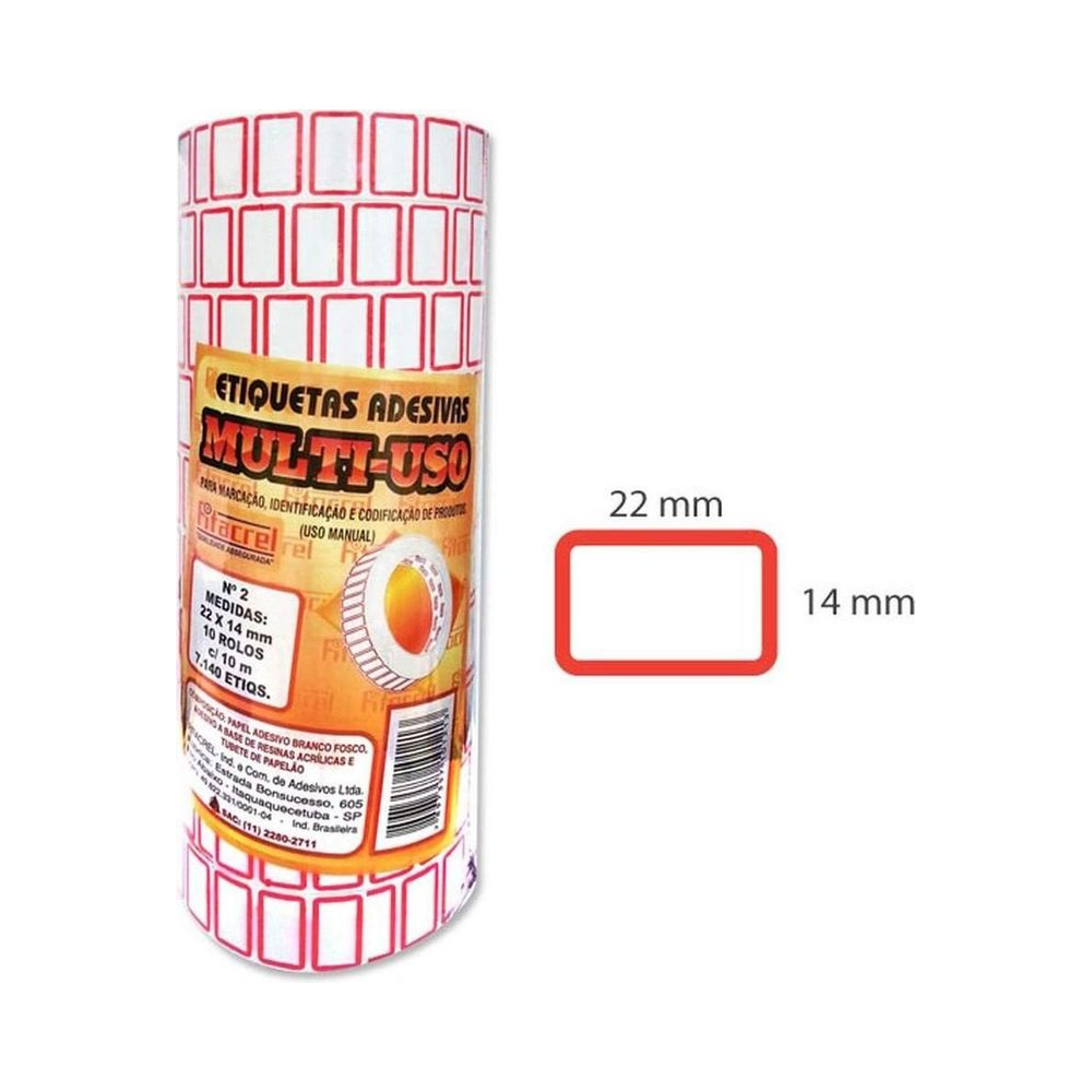 Etiqueta para pre&ccedil;o 22x14mm Fitacrel Retangular Branca