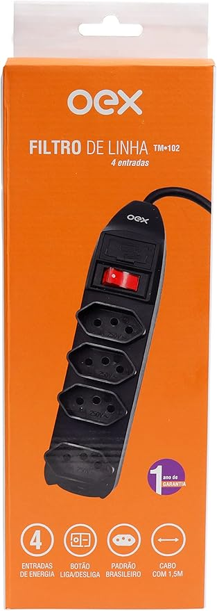 Filtro de Linha Bivolt 10A TM 102 OEX 4 Entradas 1.5m