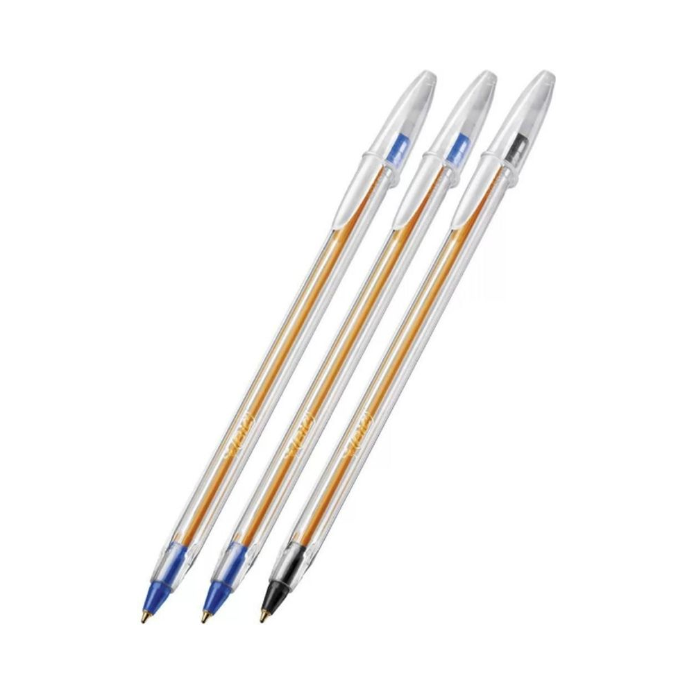 Caneta Esferogr&aacute;fica Cristal Fina BIC Azul e Preta