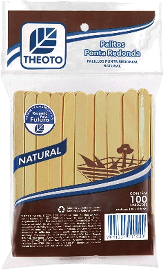 Palito Sorvete Redondo Madeira Theoto 100 unidades