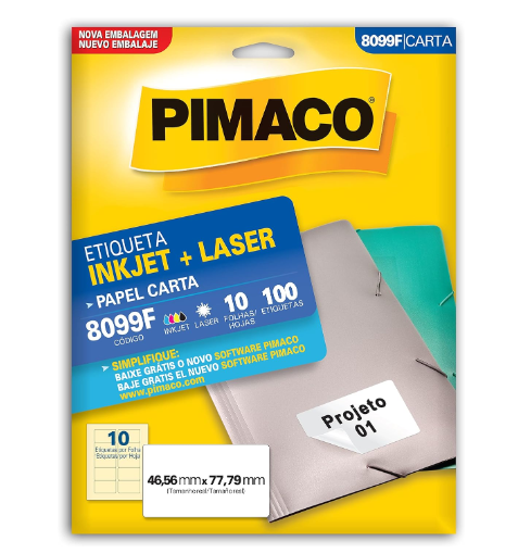 Etiqueta Adesiva 46,5x77,8mm Pimaco Retangular Branca