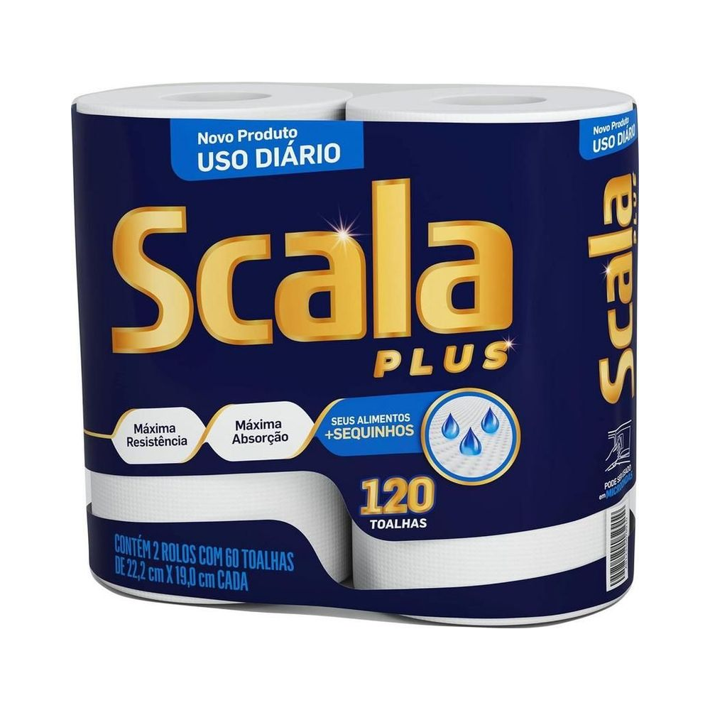 Toalha de Papel Scala Plus Regular 2 Rolos 120 Folhas - Fardo 12 pacotes