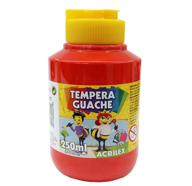Tinta Tempera Guache Acrilex Vemelho Fogo 250ml Unit&aacute;rio