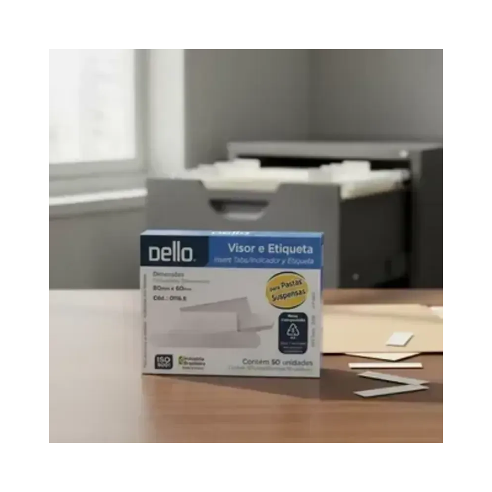 Etiqueta Pl&aacute;stica Retangular 8 cm x 6.6 cm Dello Branco 50 unidades