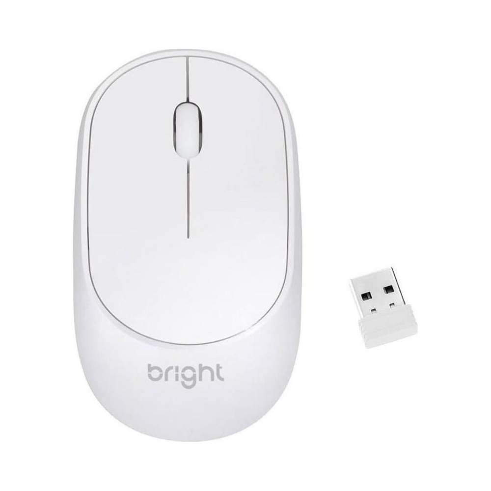 Mouse &Oacute;ptico sem Fio 1000 dpi 2,4 GHz USB 2.0 5W Branco - Bright
