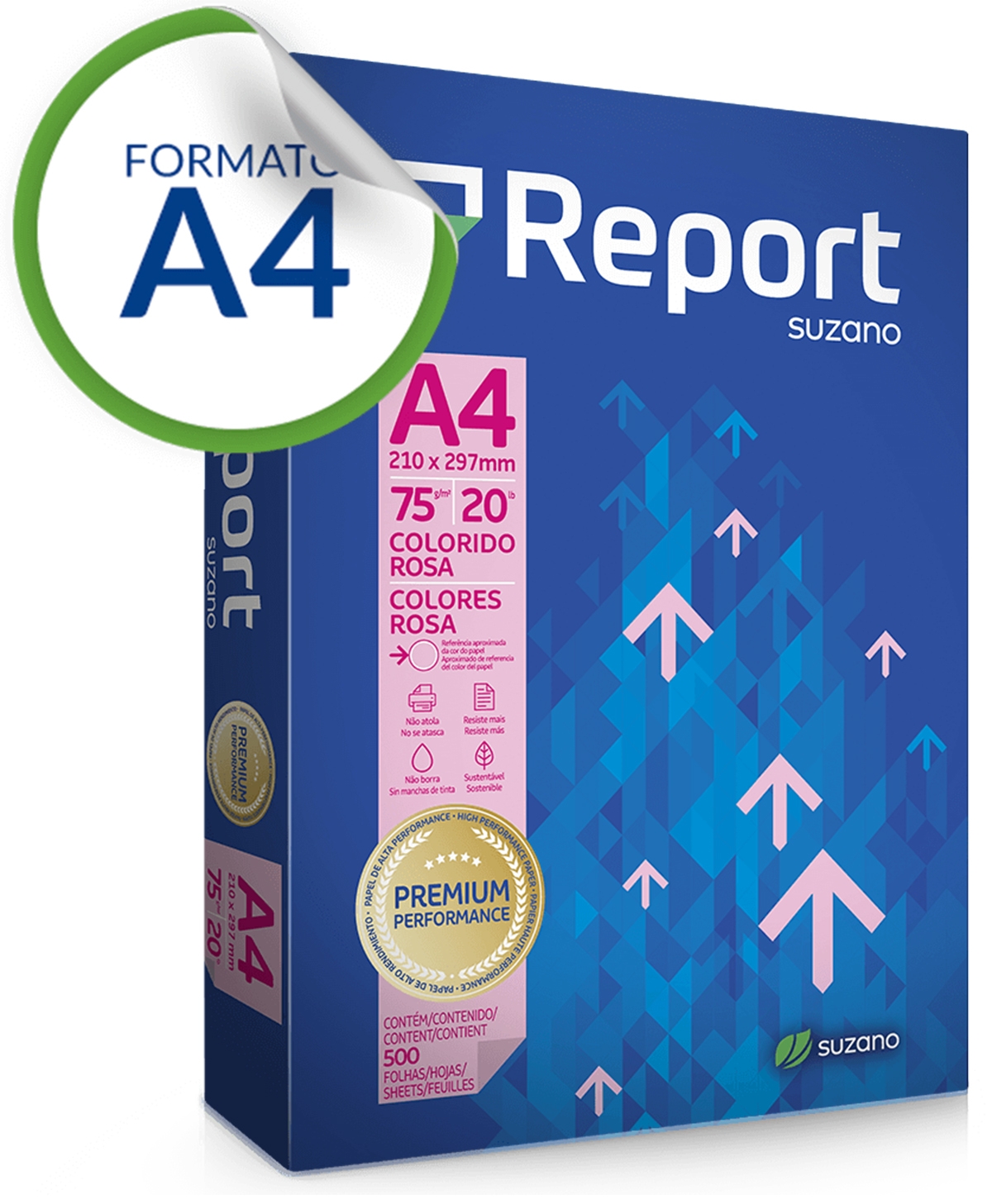Papel Sulfite A4 75g 500 Folhas Rosa Report