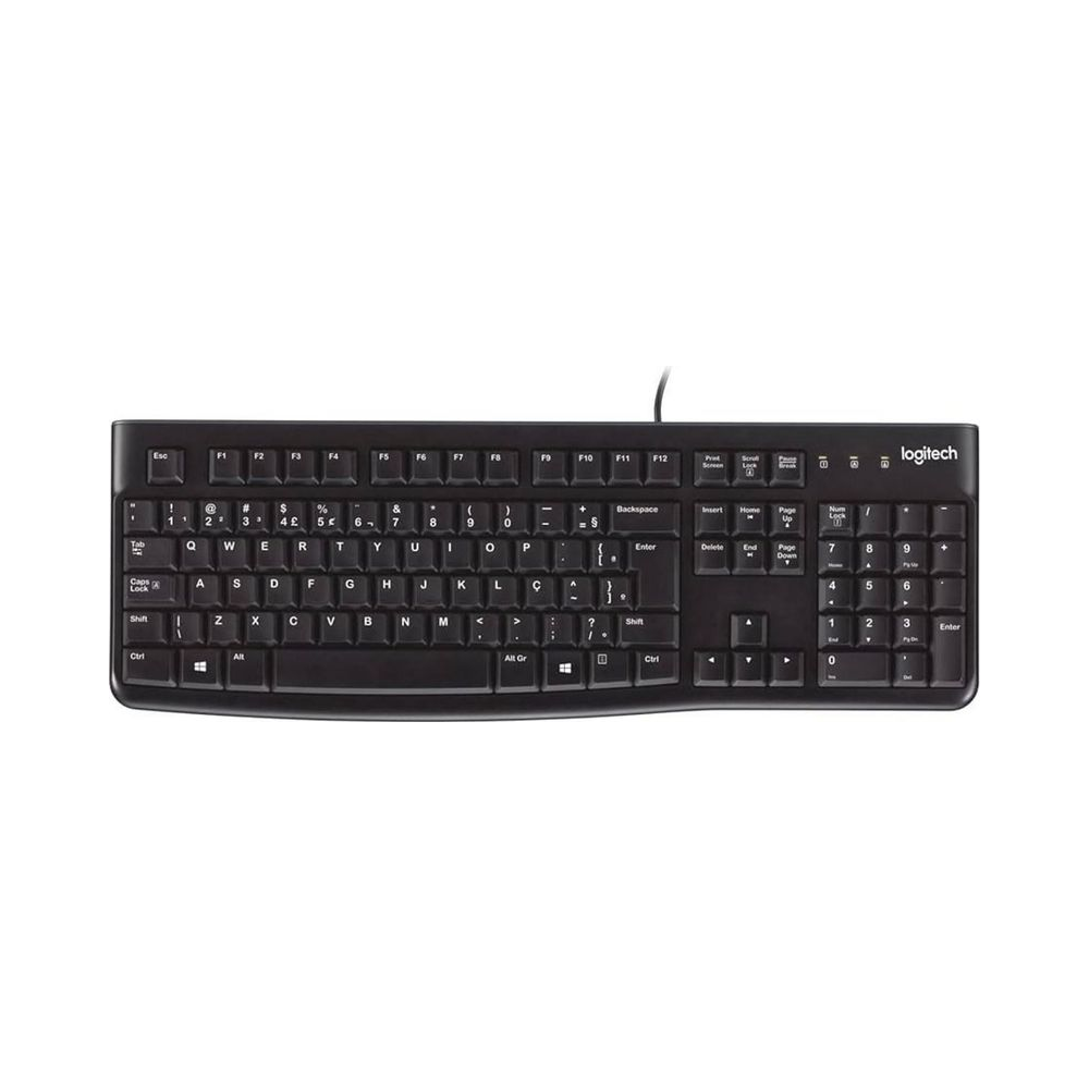 Teclado com Fio K120 Logitech Preto ABNT2 USB