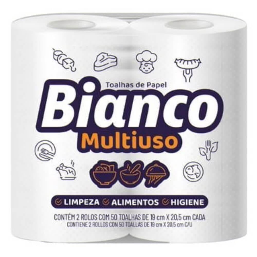 Toalha de Papel Multiuso 19cm x 20.5cm Bianco 2 rolos 50 toalhas