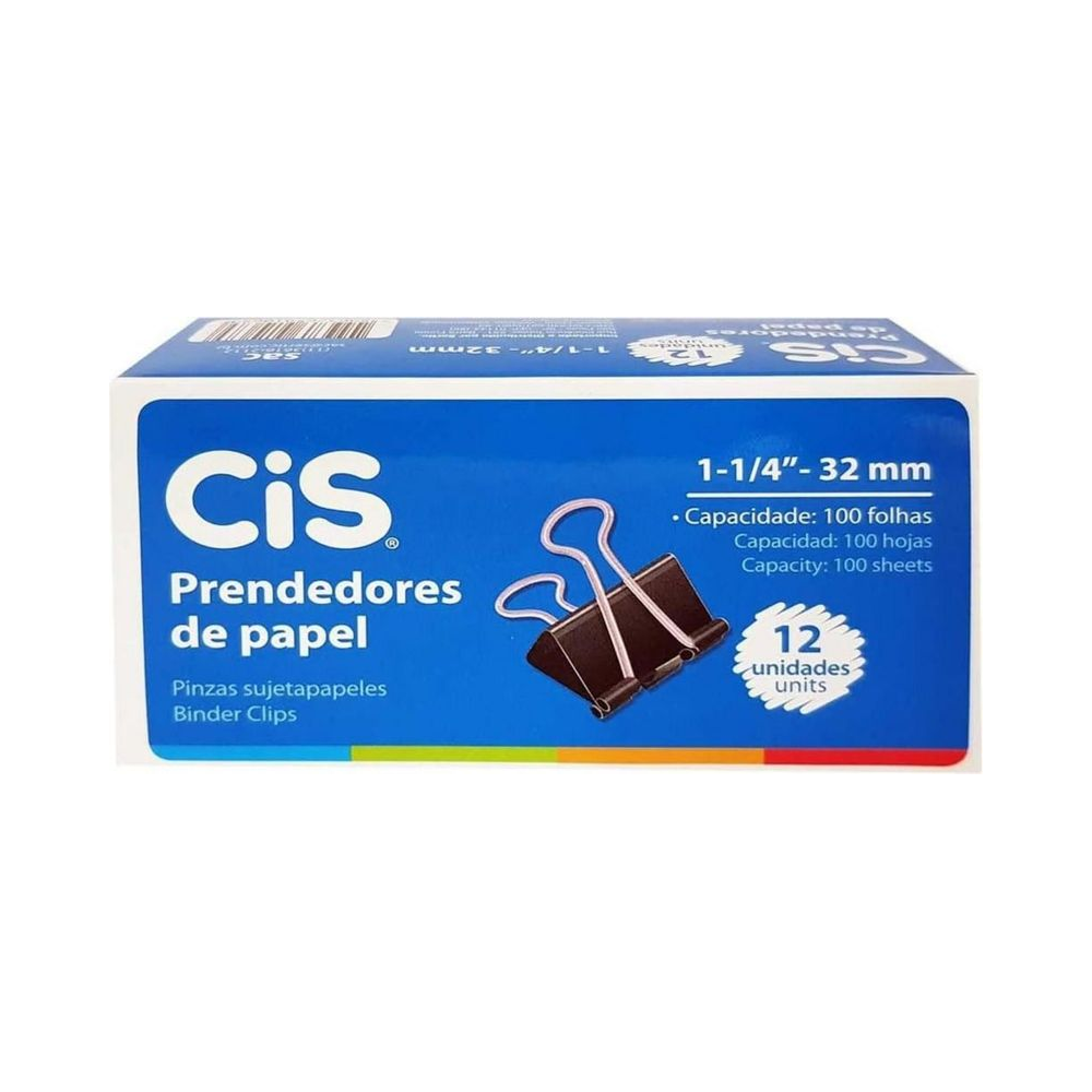 Prendedor de Papel 32mm 100 folhas CIS 12 unidades
