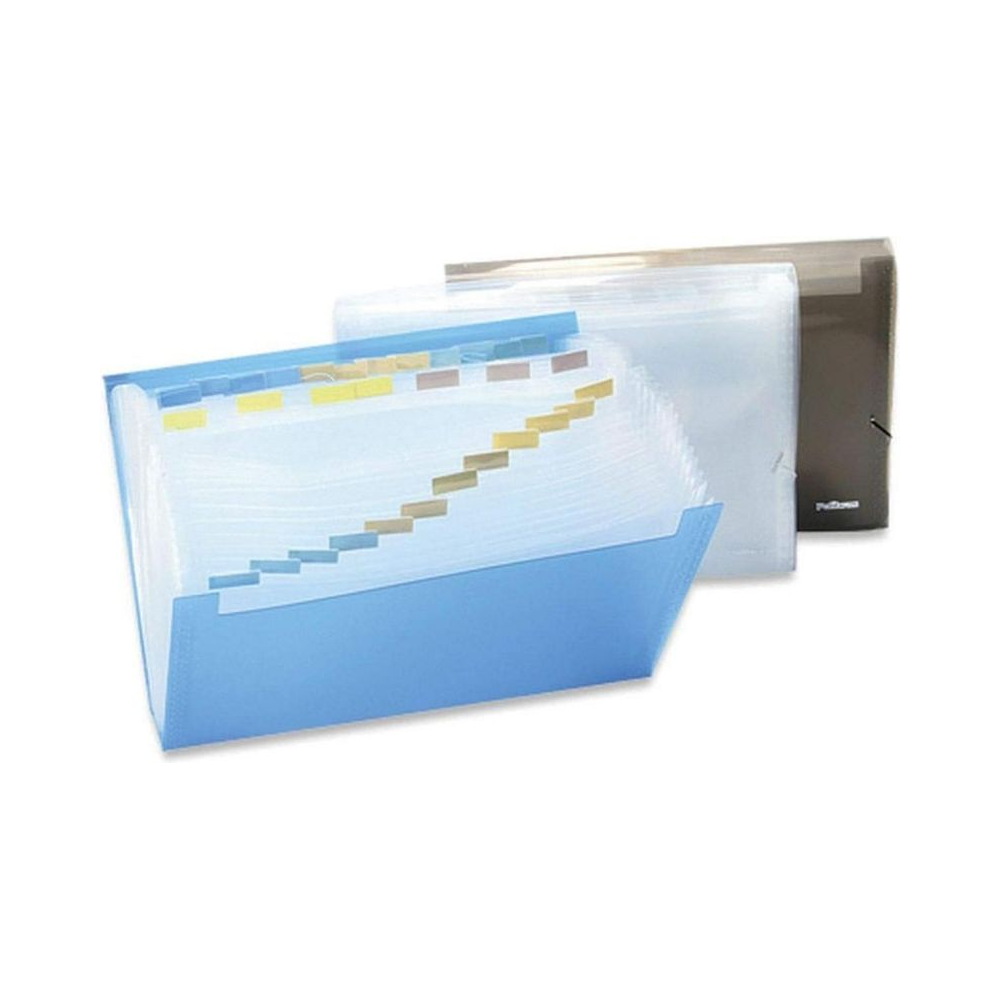 Pasta Sanfonada Of&iacute;cio 31 divis&otilde;es Polibras Cristal 253mm x 72mm x 384mm