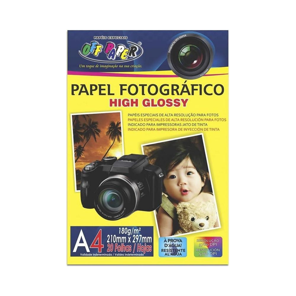 Papel Fotogr&aacute;fico 180g Off Paper A4 Multicor