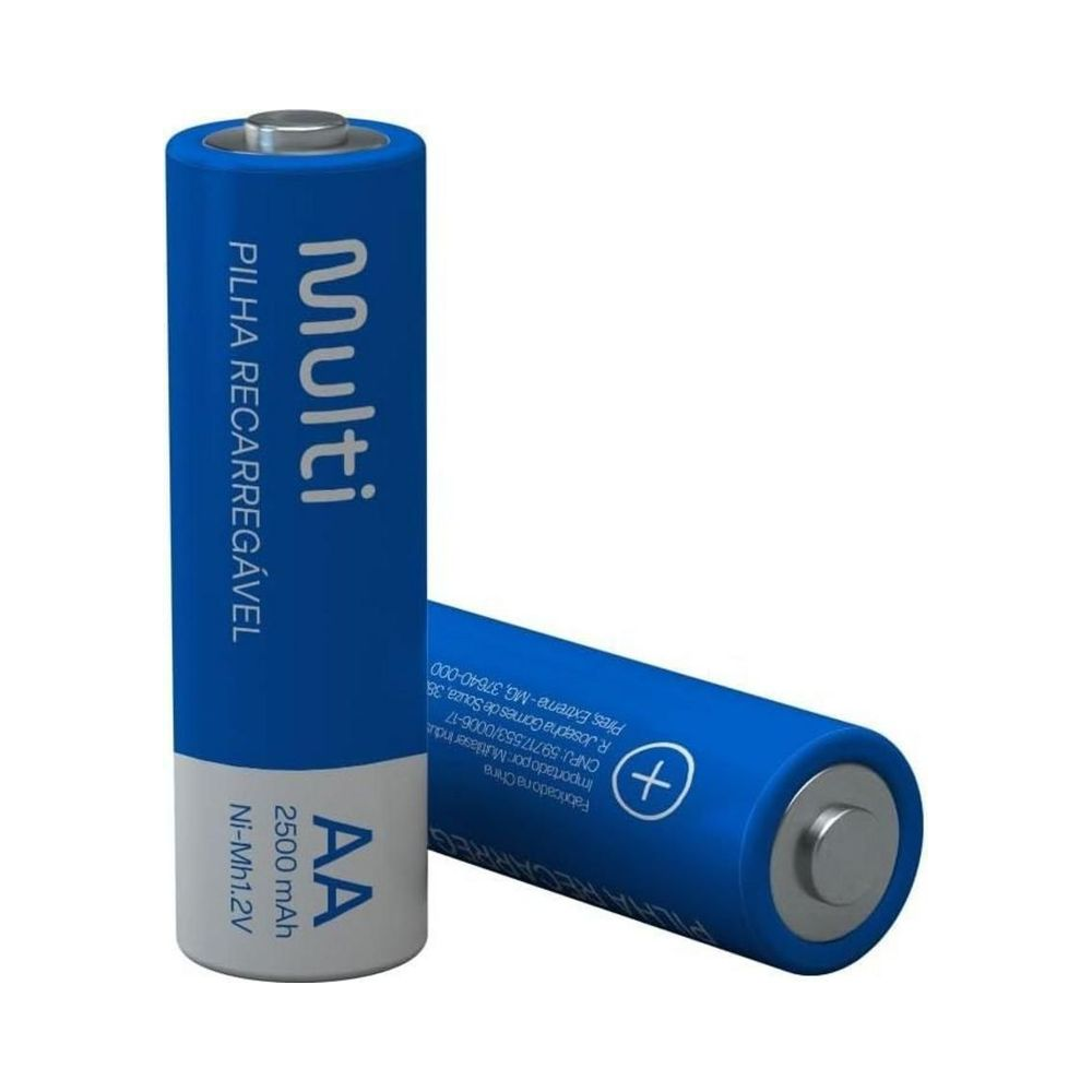 Pilhas Recarreg&aacute;veis Multi CB053 Multilaser AA 2500mAh 2 unidades
