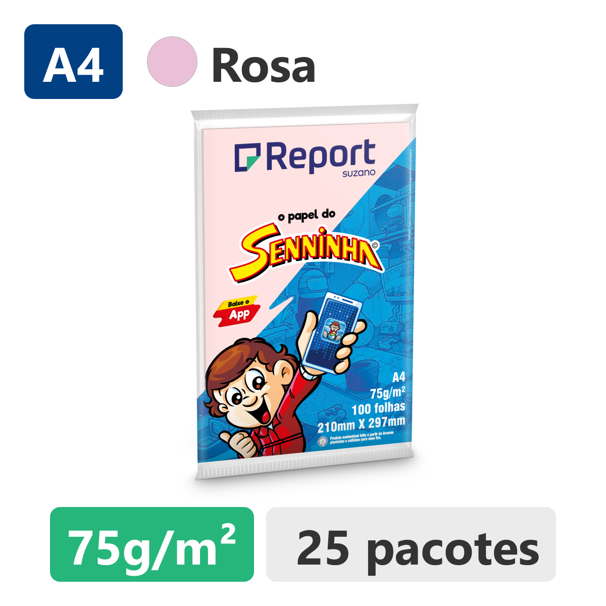 Papel Sulfite A4 75g/m&sup2; Report Rosa