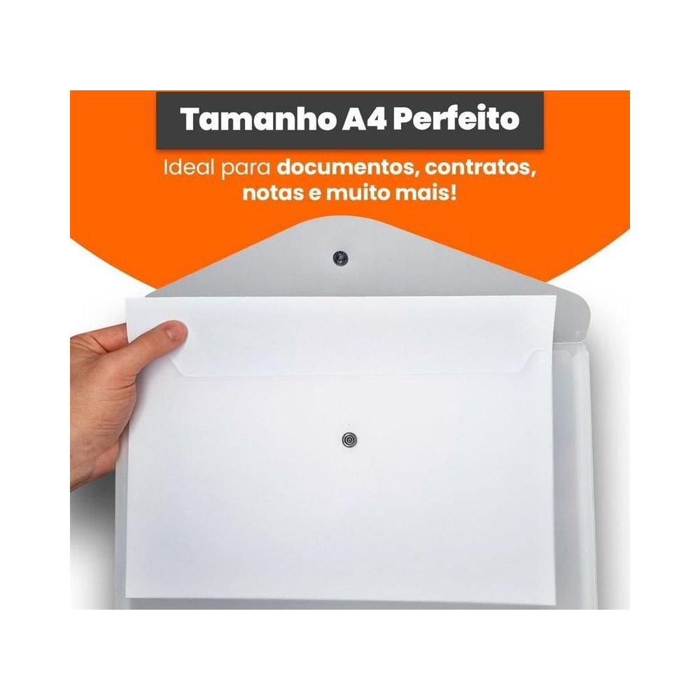 Envelope com Bot&atilde;o A4 Dello 320mm x 240mm Cristal Unit&aacute;rio