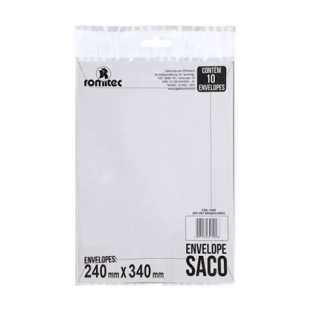 Envelope Saco Branco para Papel A4 75g -  10 Unidades