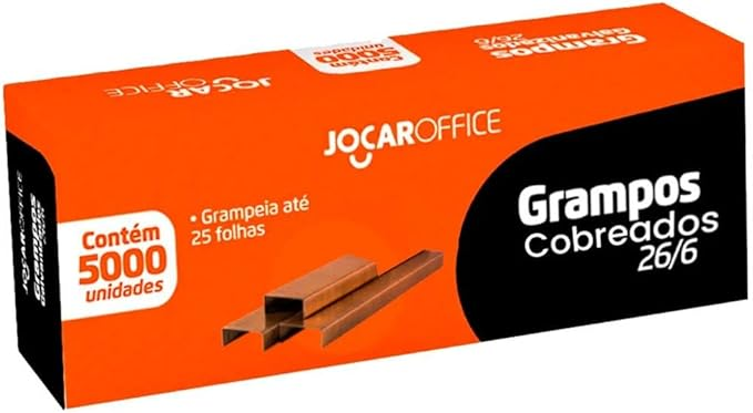 Grampos Cobreados 26/6 Jocar Office 5000 unidades