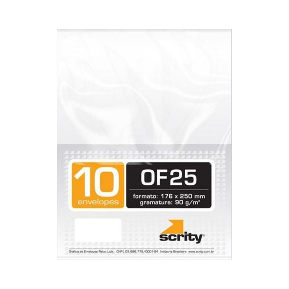 Envelope Saco SOF325 Scrity Branco 176x250mm Pacote com 10 Unidades