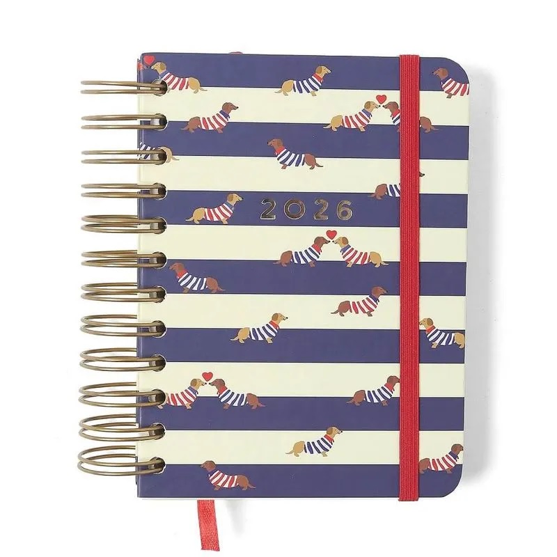 Agenda Planner Di&aacute;ria Cicero 2026 Praia Cachorros 11,5x16cm Wire-o
