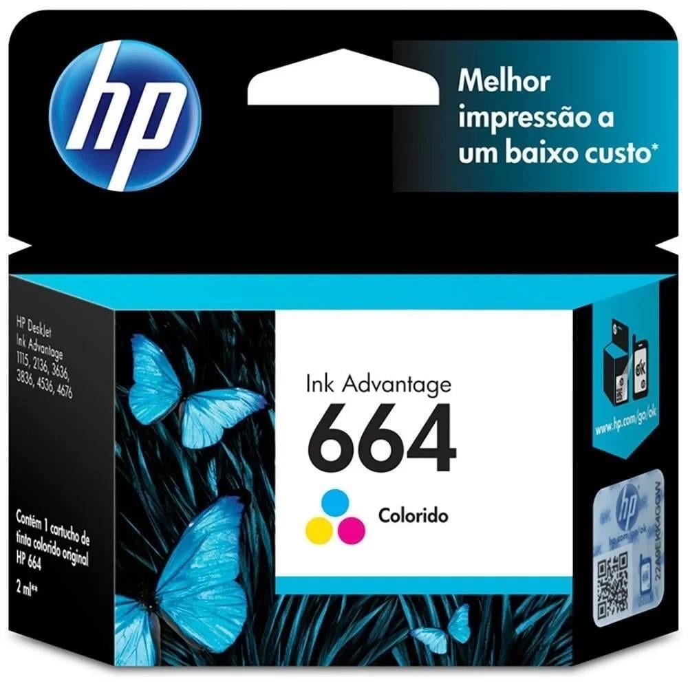 Cartucho Ink Advantage 664 HP Colorido 2ml