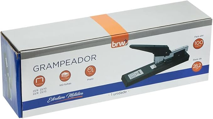 Grampeador Metal 23/13 BRW para 100 folhas Preto