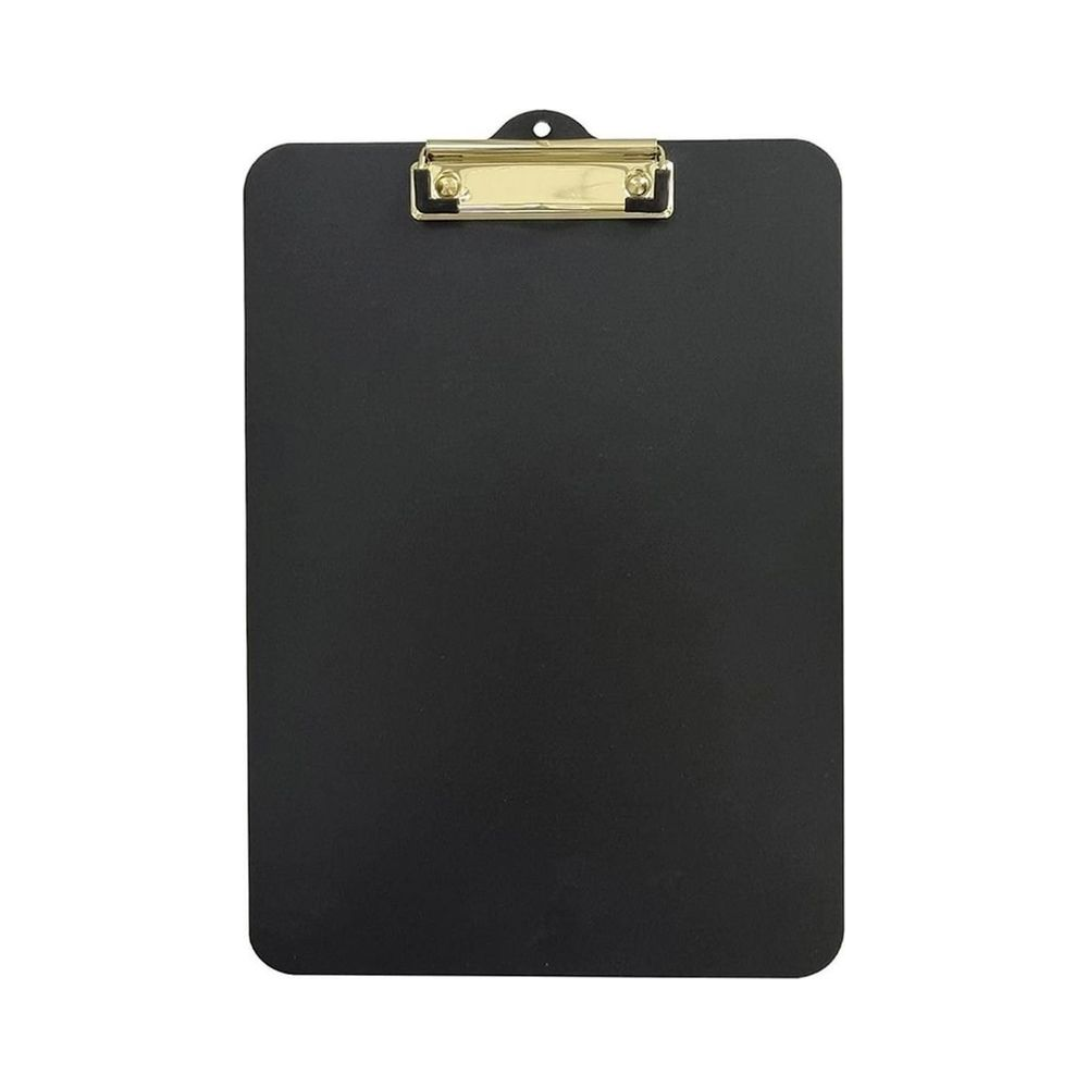 Prancheta Duratex Of&iacute;cio Black Prendedor de Metal Dourada - Stalo