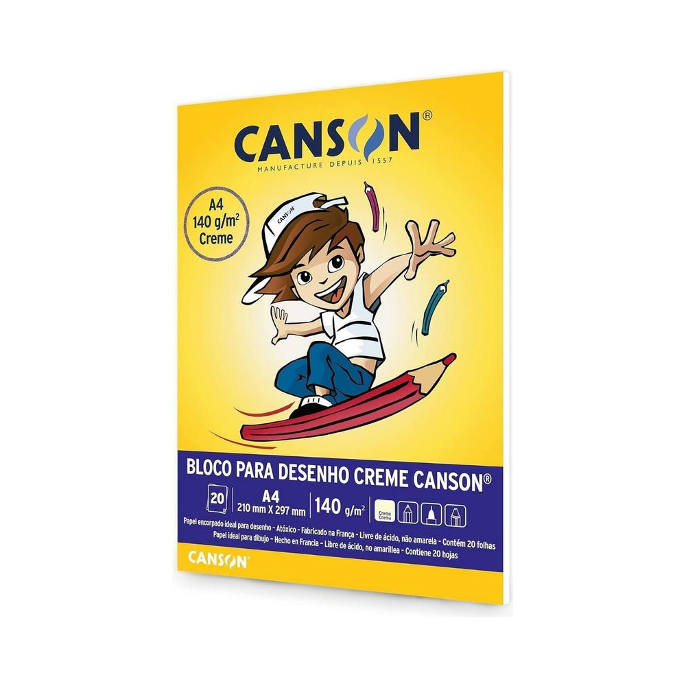 Bloco Desenho Creme Canson A4 140g/m&sup2; 20 folhas
