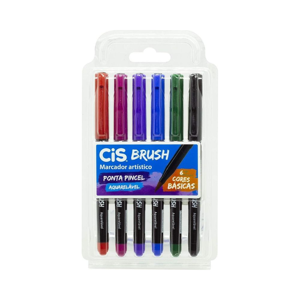 Marcador Art&iacute;stico Brush 6 Cores Cis
